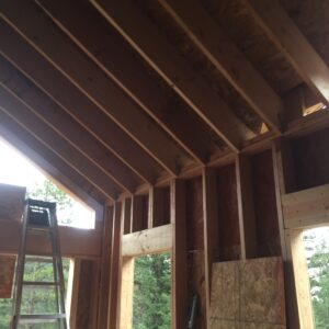 Wooden frames and beams for the walls and ceiling