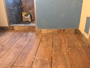 New wooden flooring near the bathroom