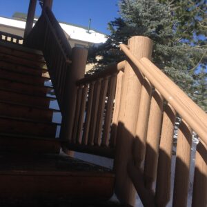 Wooden handrails for the stairs