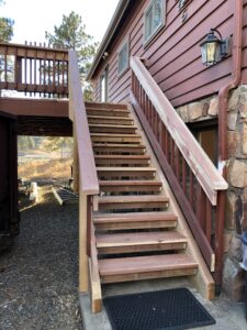 Stairs leading up to the deck
