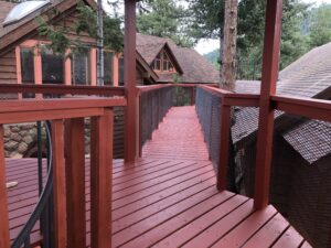 A bridge from a deck of a property